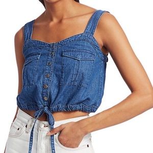 Free People Denim Button Up Tank
